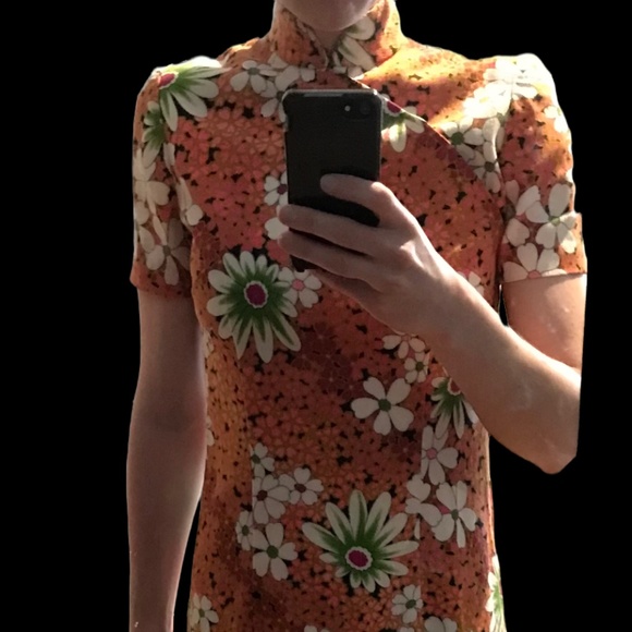 Stunning Vintage Floral Print Cheongsam Dress - Picture 4 of 5
